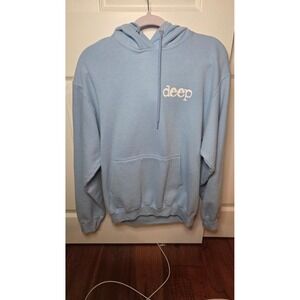 Deep Apparel Mens Whale Shark Graphic Hoodie Light Blue Sweatshirt Size M